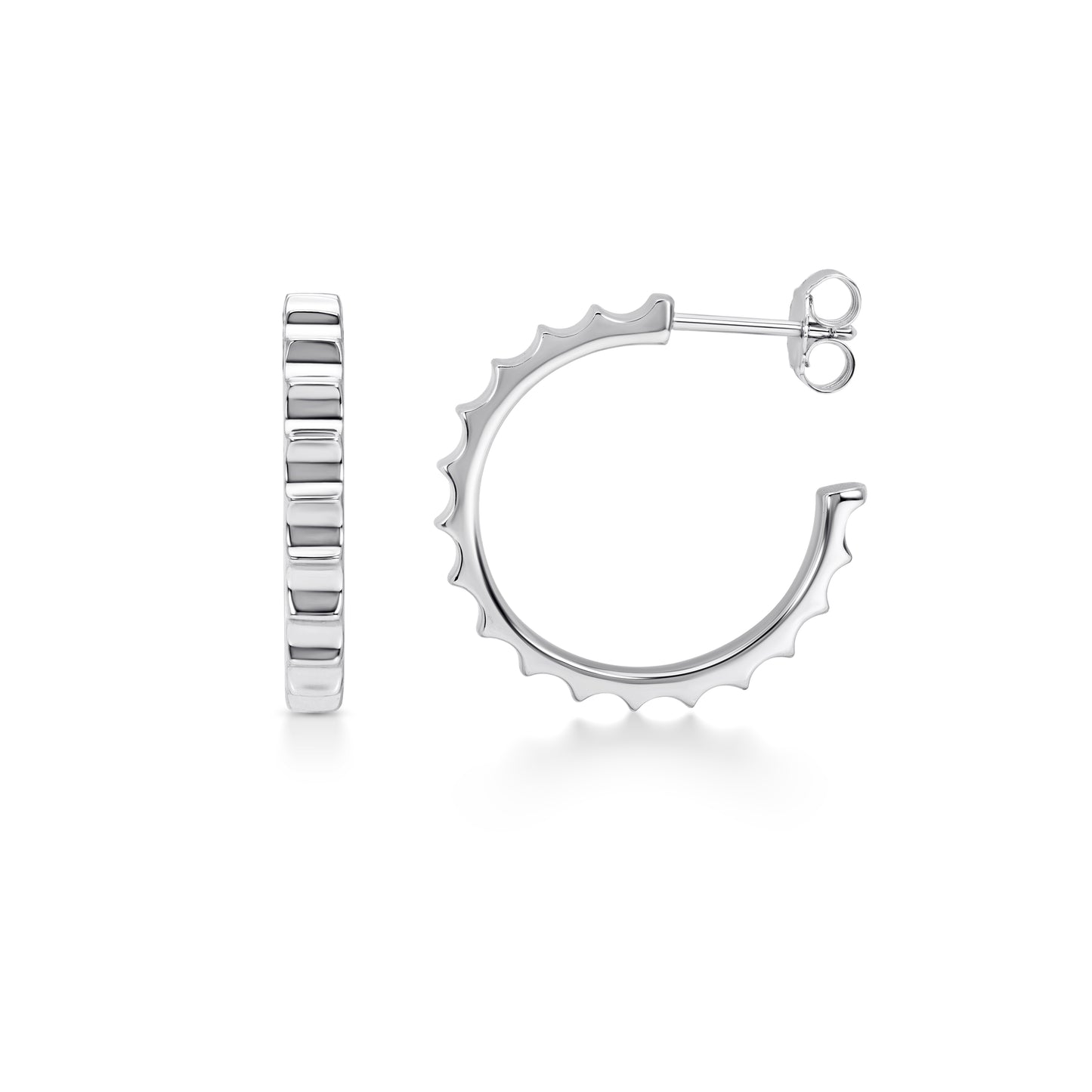 Ripple Texture Hoop Earrings | 18K White Gold Plated Sterling Silver