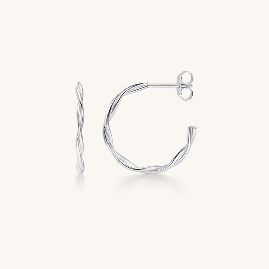 Twist Hoop Earrings | 18K White Gold Plated Sterling Silver