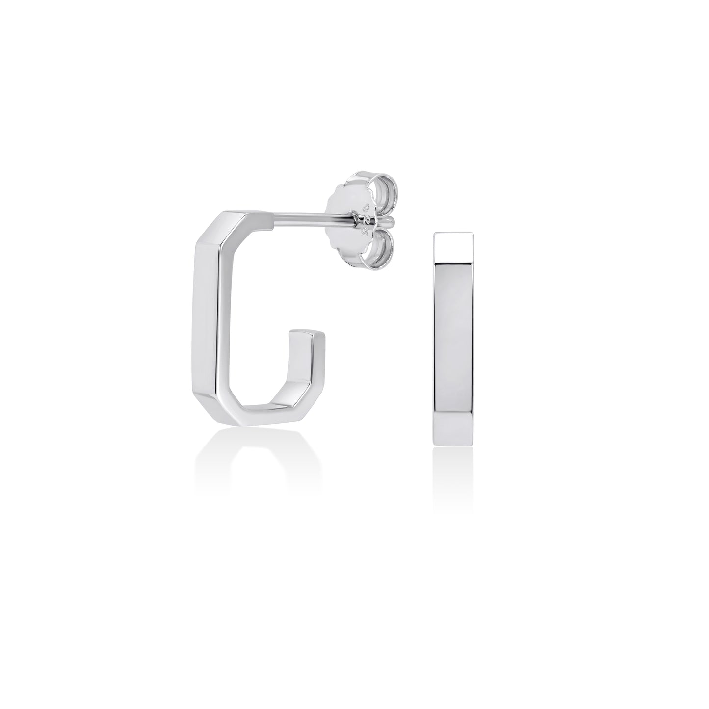 Geo Square Hoop Earrings | 18K White Gold Plated Sterling Silver