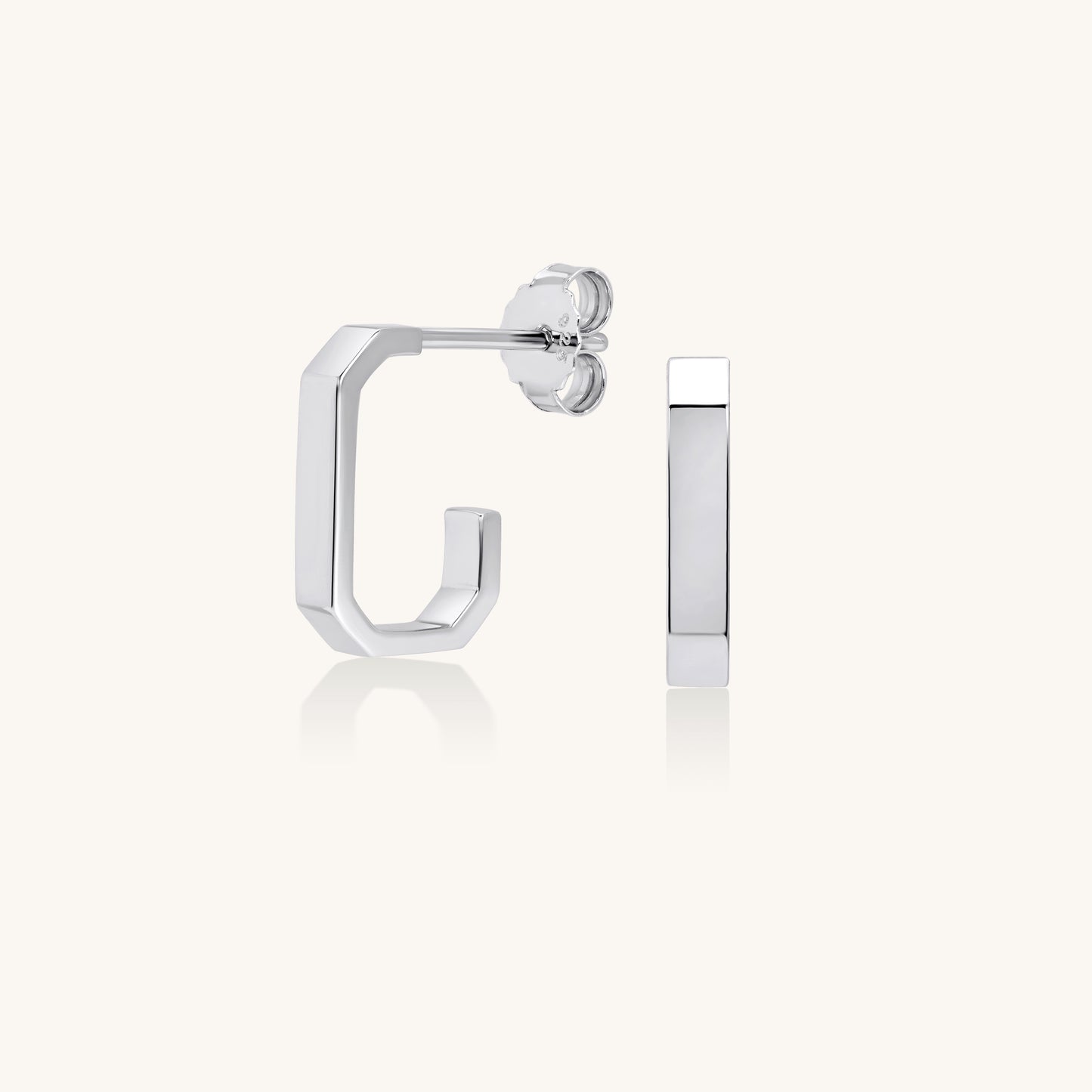 Geo Square Hoop Earrings | 18K White Gold Plated Sterling Silver