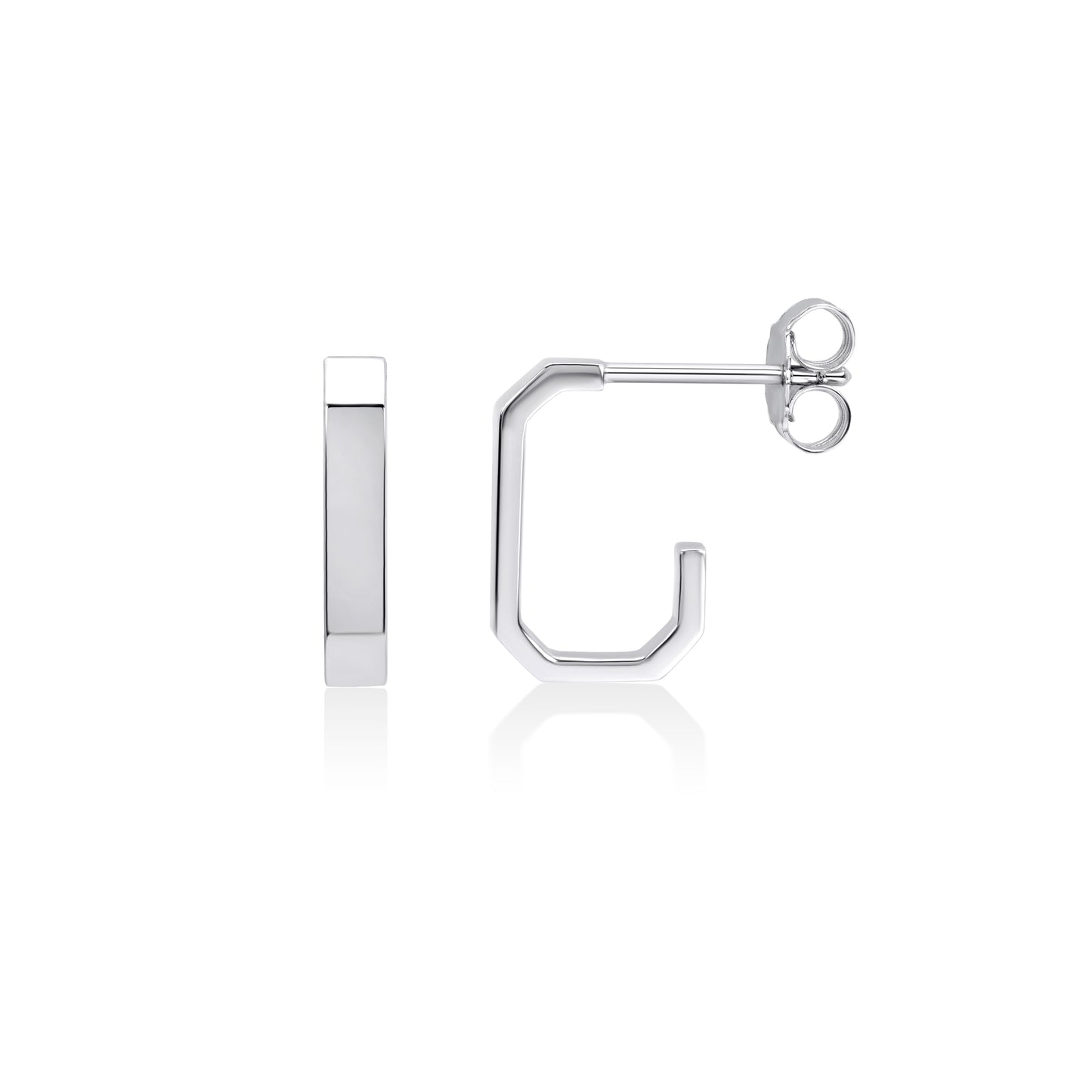 Geo Square Hoop Earrings | 18K White Gold Plated Sterling Silver