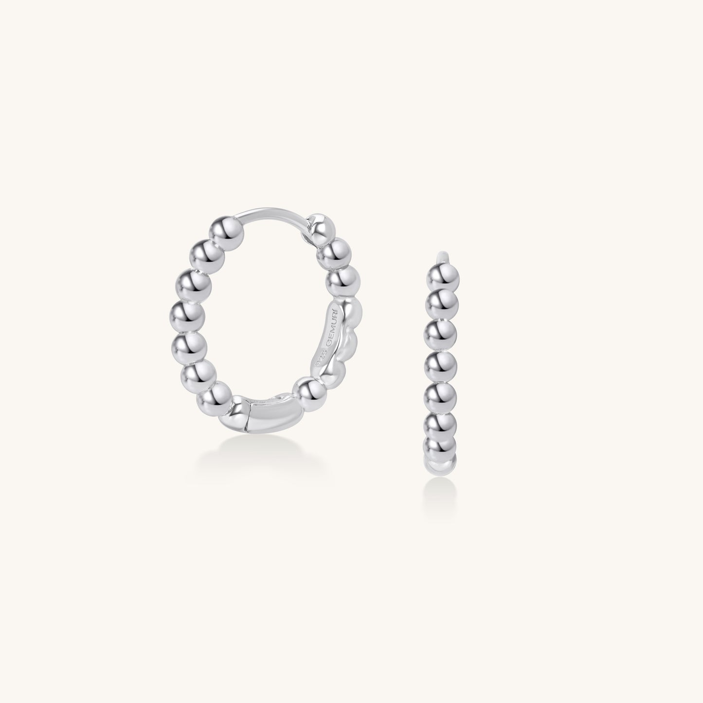 Beaded Hoop – 18K White Gold Glow