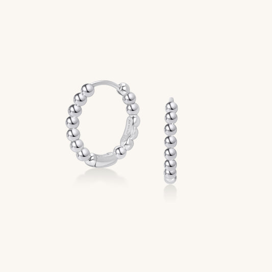 Beaded Hoop – 18K White Gold Glow