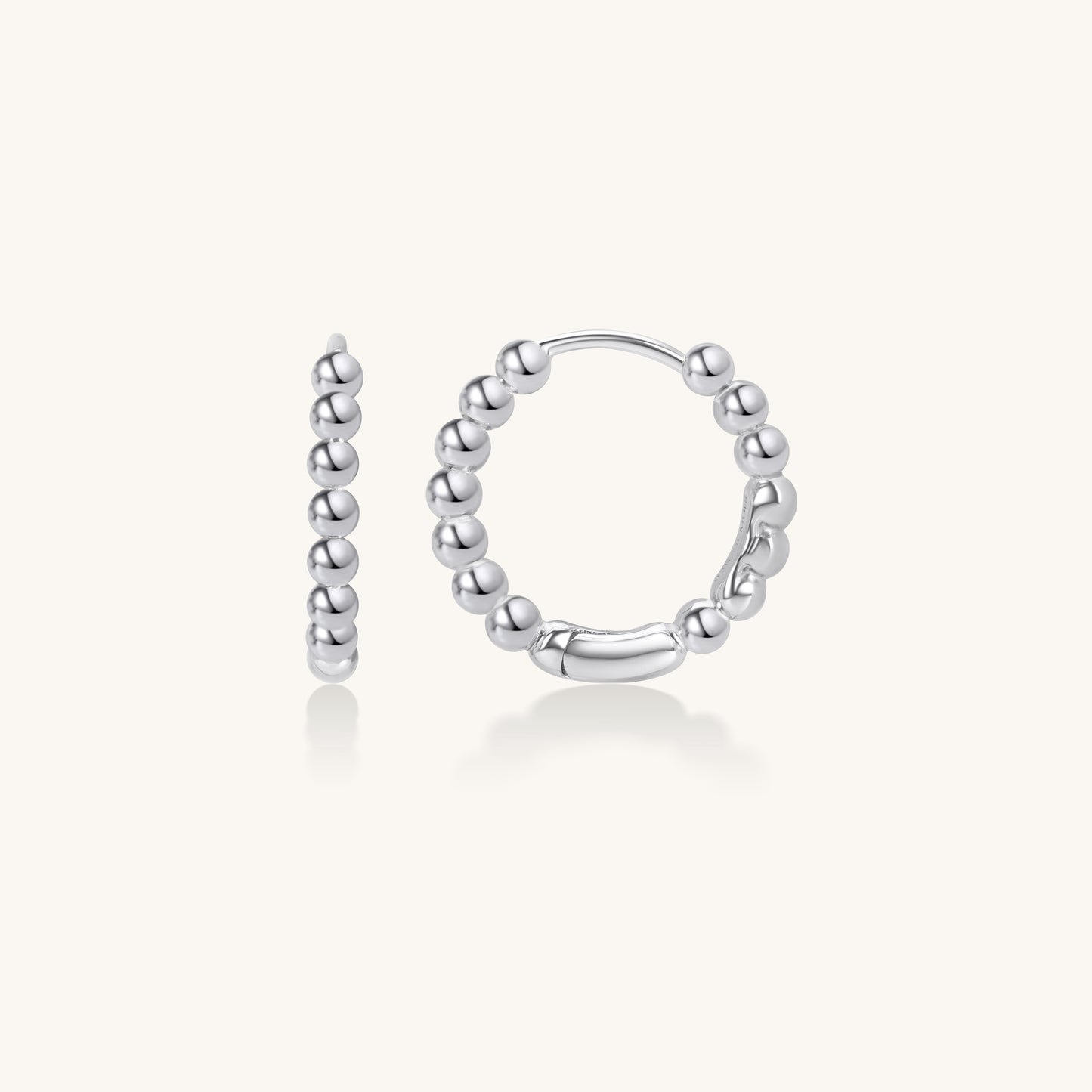 Beaded Hoop – 18K White Gold Glow