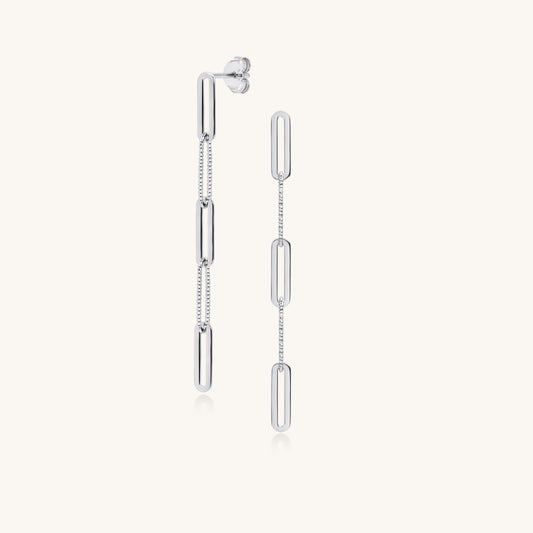 Chain Link Drop Earrings | 18k White Gold Plated Sterling Silver