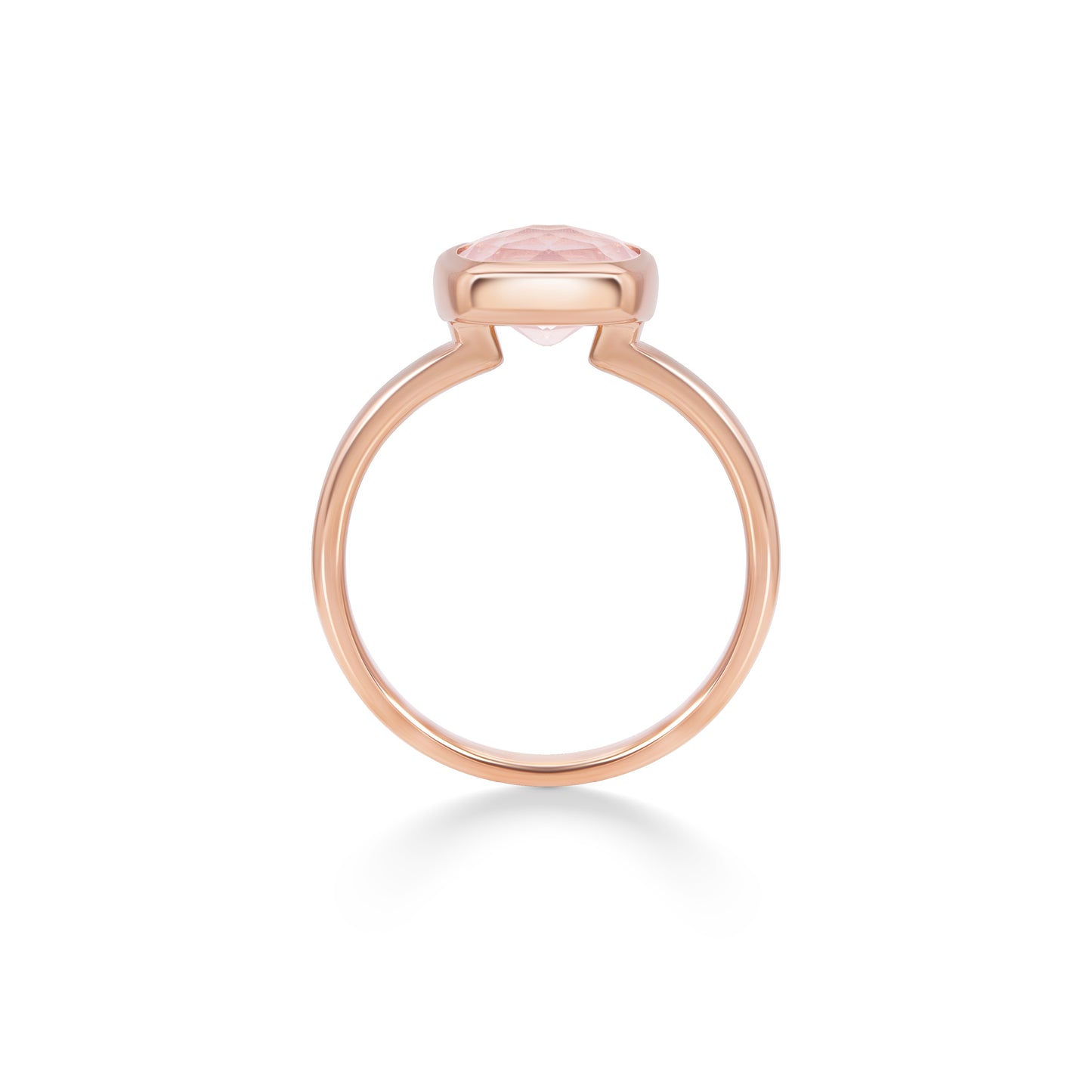 Rose Quartz Cushion Bezel Ring | 18K Rose Gold Plated Sterling Silver