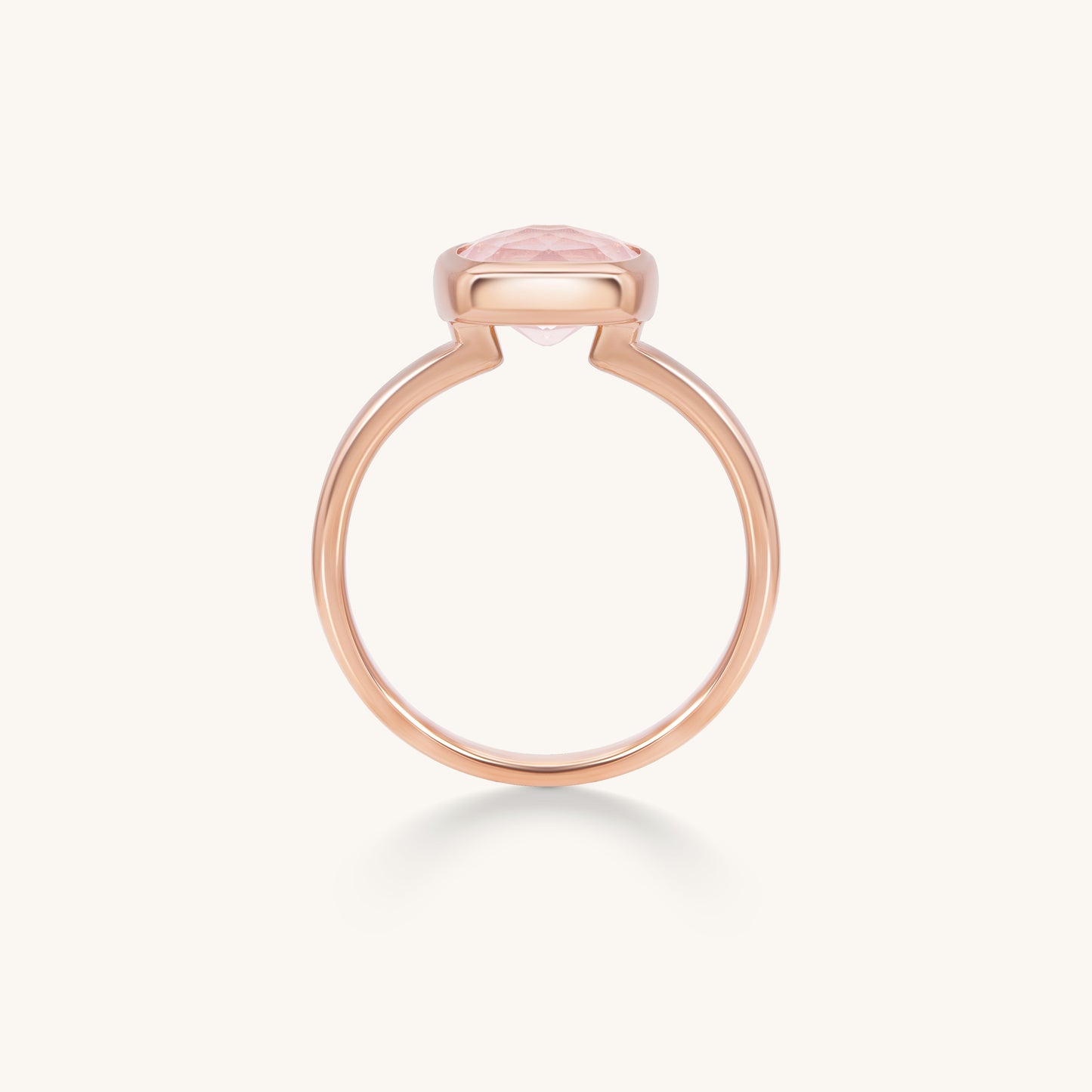 Rose Quartz Cushion Bezel Ring | 18K Rose Gold Plated Sterling Silver