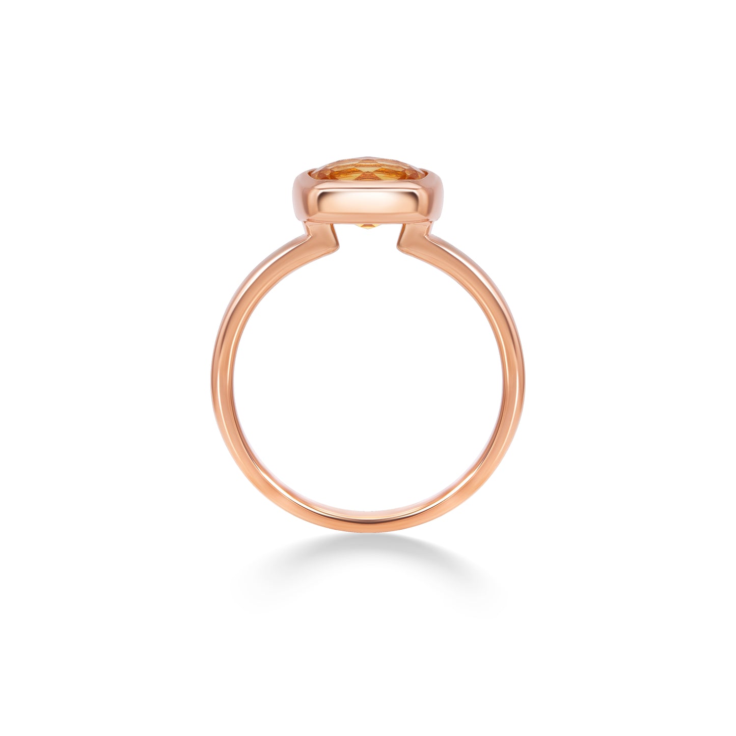 Citrine Cushion Bezel Ring | 18K Rose Gold Plated Sterling Silver