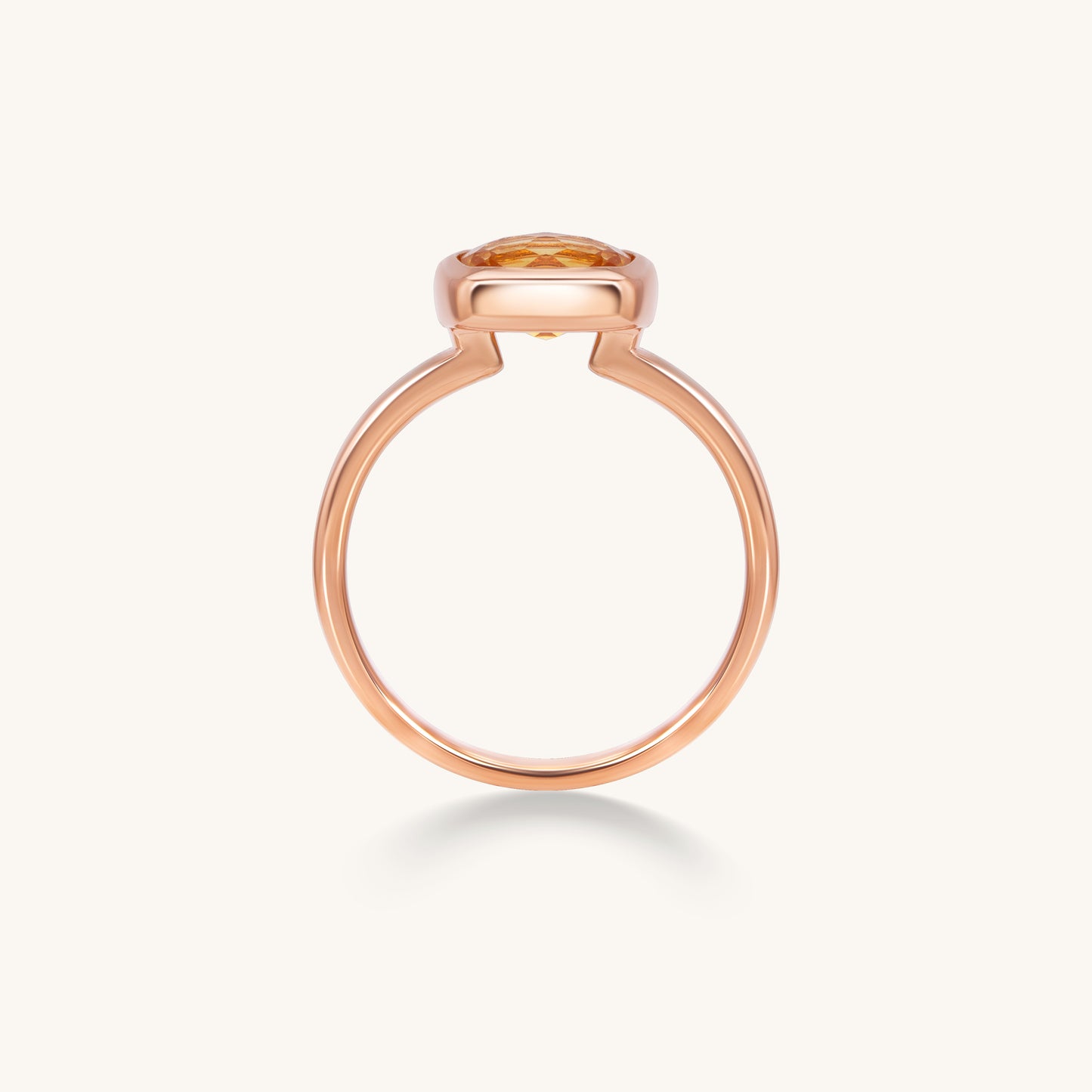 Citrine Cushion Bezel Ring | 18K Rose Gold Plated Sterling Silver