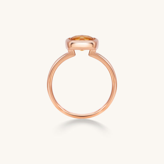 Citrine Cushion Bezel Ring | 18K Rose Gold Plated Sterling Silver