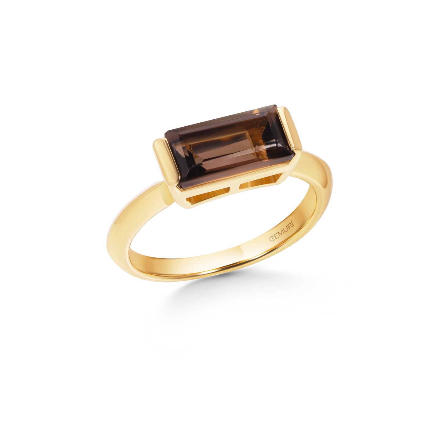 Smoky Quartz Baguette Bar Ring | 18K Gold Plated Sterling Silver