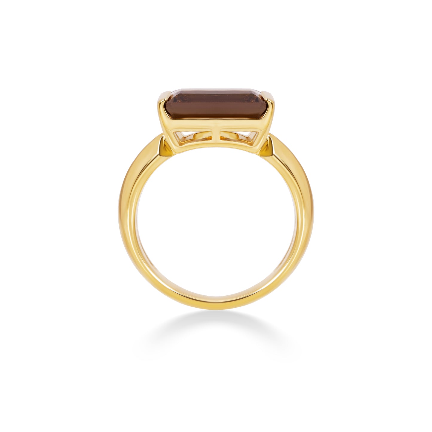 Smoky Quartz Baguette Bar Ring | 18K Gold Plated Sterling Silver