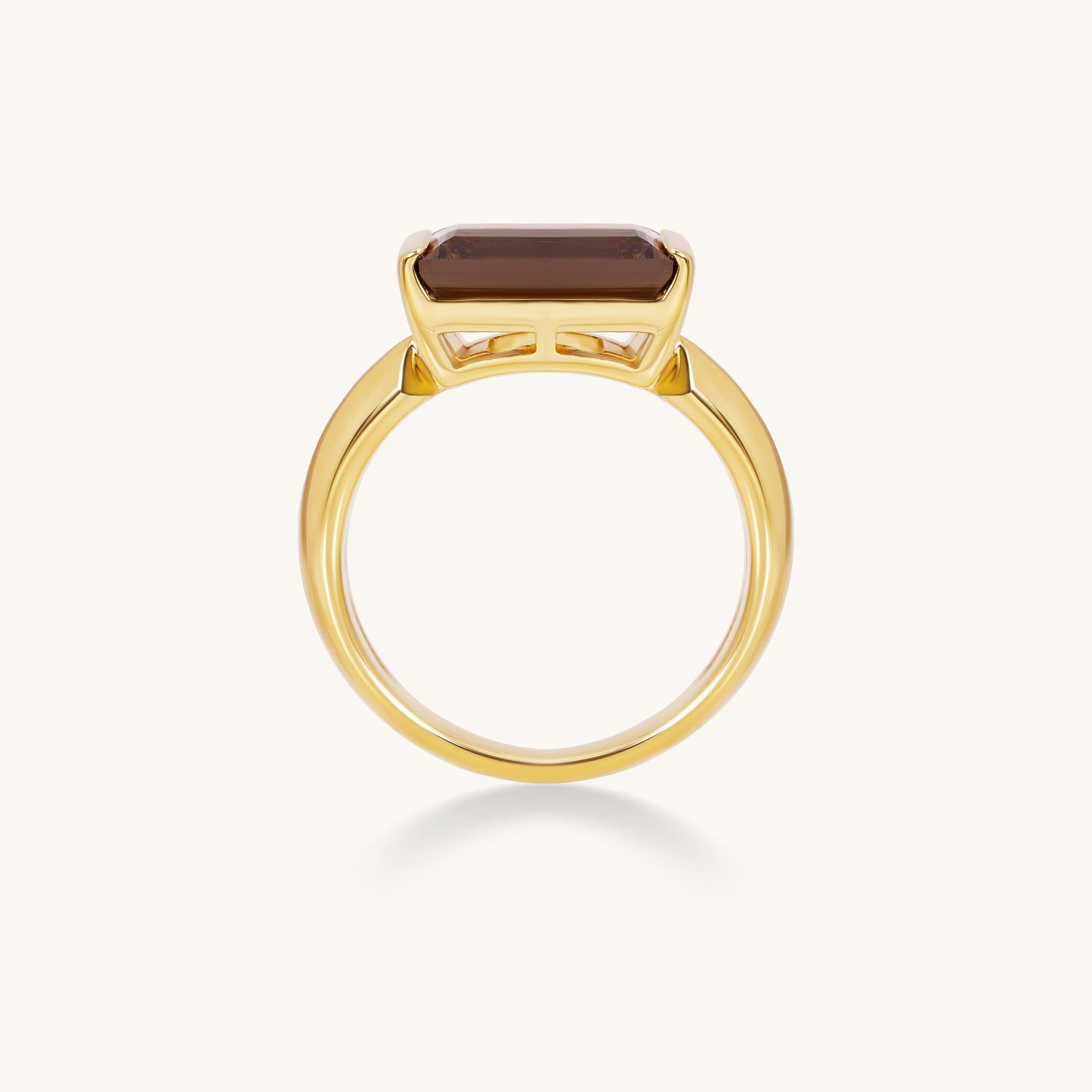 Smoky Quartz Baguette Bar Ring | 18K Gold Plated Sterling Silver