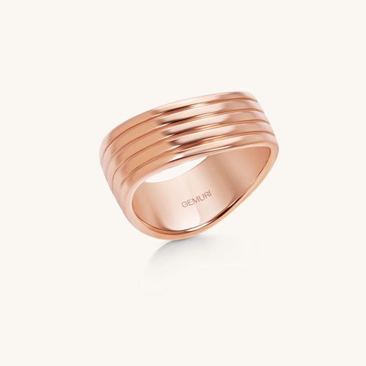 Sculpted Ridge Statement Ring | 18K Rose Gold Plated Sterling Silver