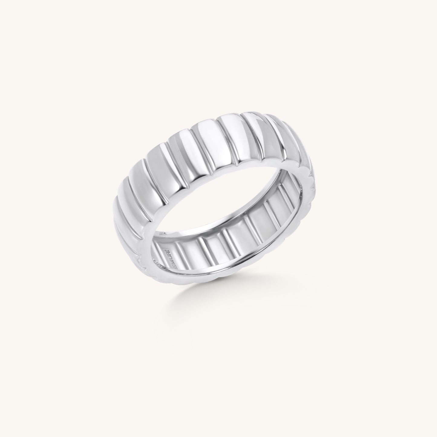 Textured Ridge Band Ring | 18K White Gold Plated Sterling Silver