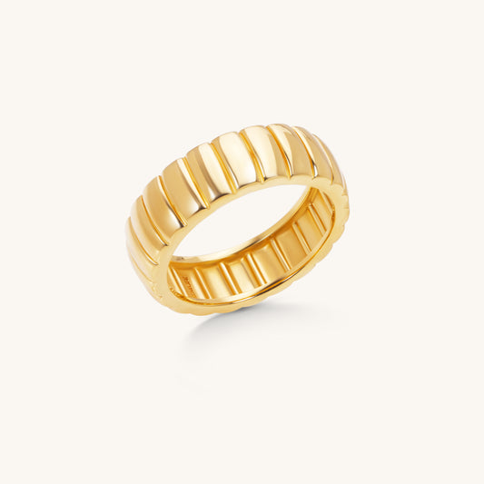 Textured Ridge Band Ring | 18K Gold Plated Sterling Silver