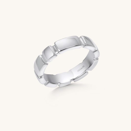 Modern Link Band Ring | 18K White Gold Plated Sterling Silver