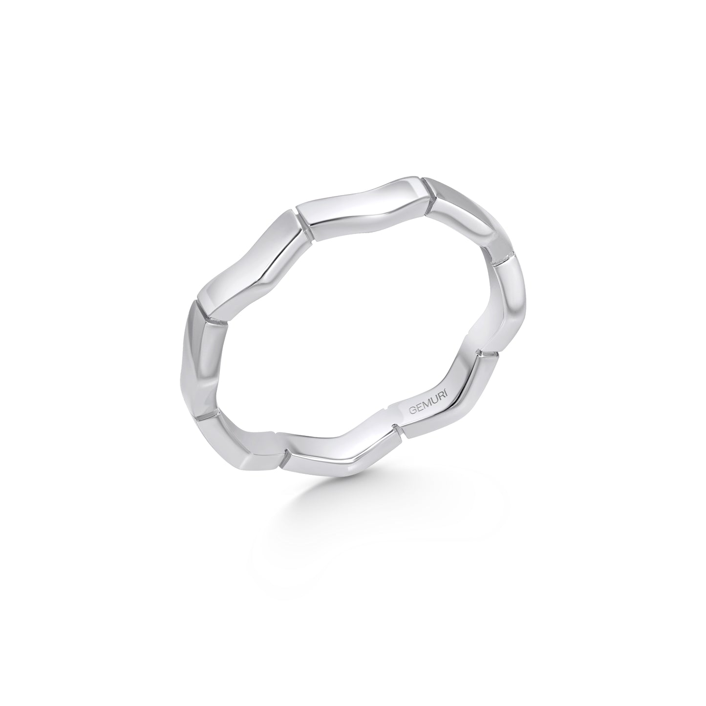 Wavy Link Stacking Ring | 18K White Gold Plated Sterling Silver