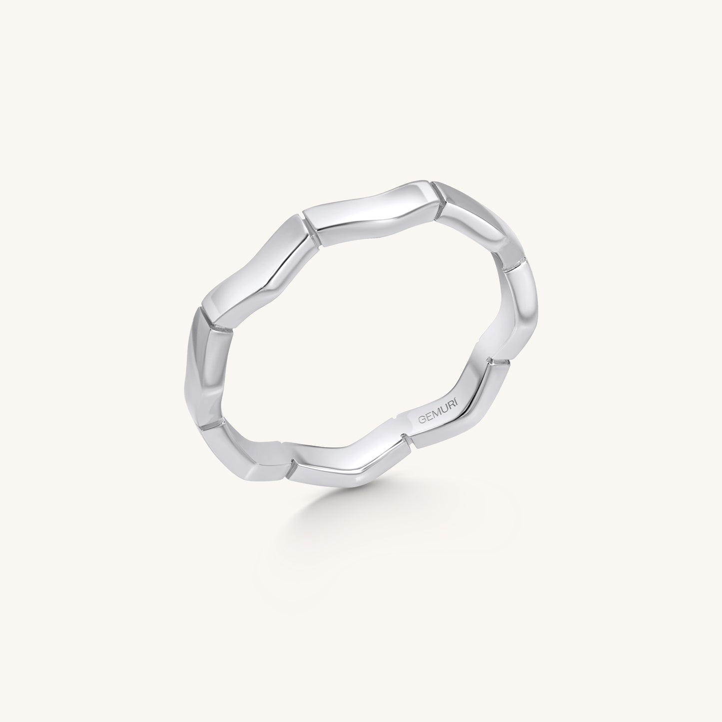 Wavy Link Stacking Ring | 18K White Gold Plated Sterling Silver