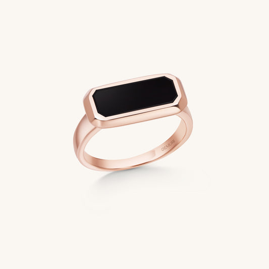 Octagon Onyx Ring – Rose Gold