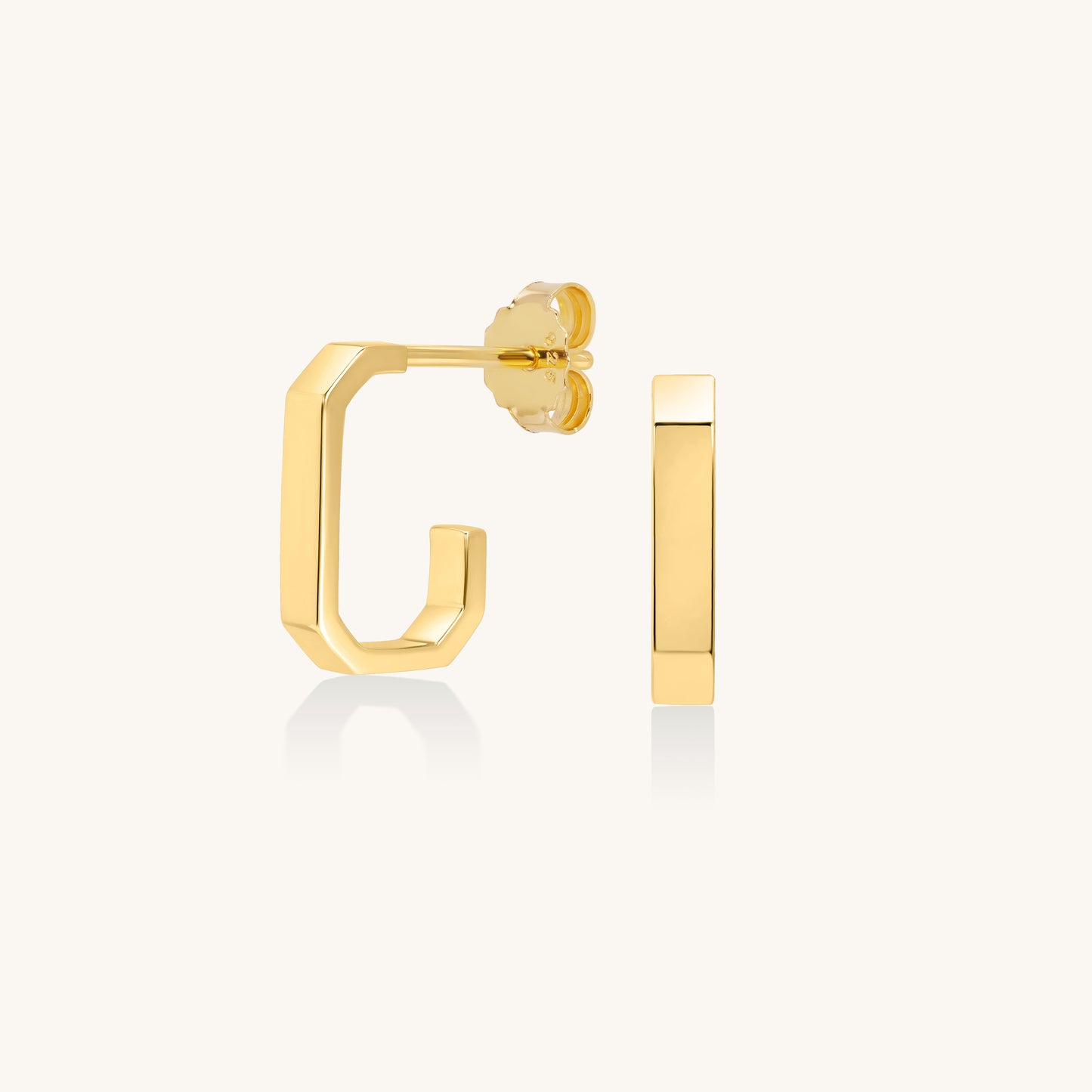 Geo Square Hoop Earrings | 18K Gold Plated Sterling Silver
