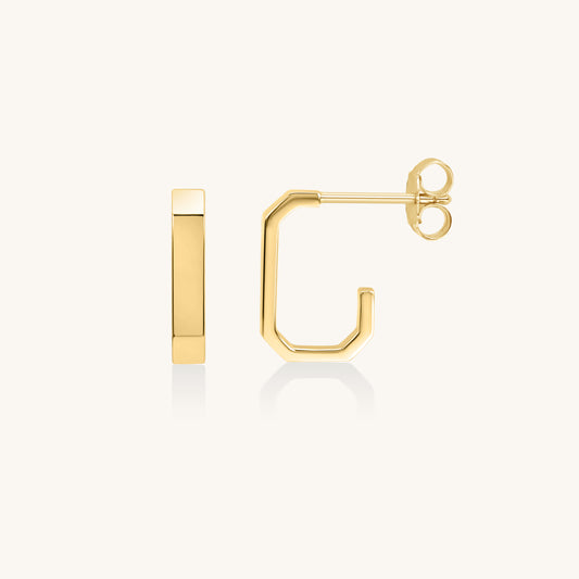 Geo Square Hoop Earrings | 18K Gold Plated Sterling Silver