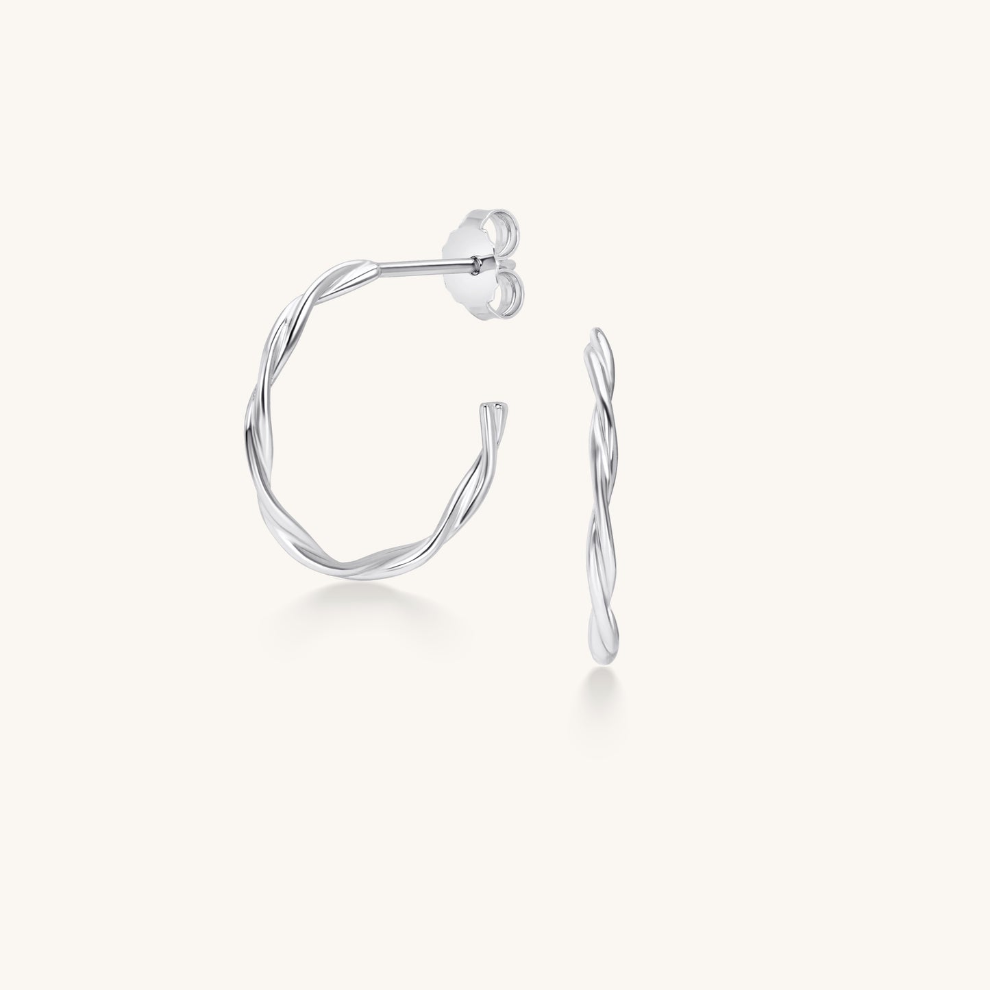 Twist Hoop Earrings | 18K White Gold Plated Sterling Silver