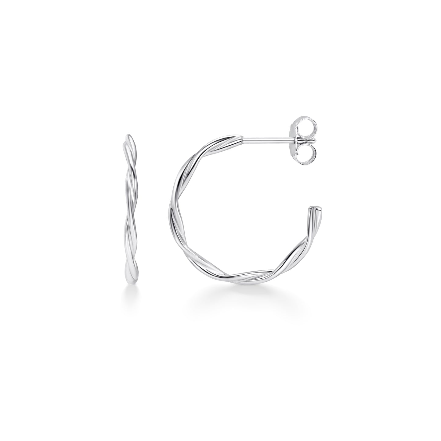 Twist Hoop Earrings | 18K White Gold Plated Sterling Silver