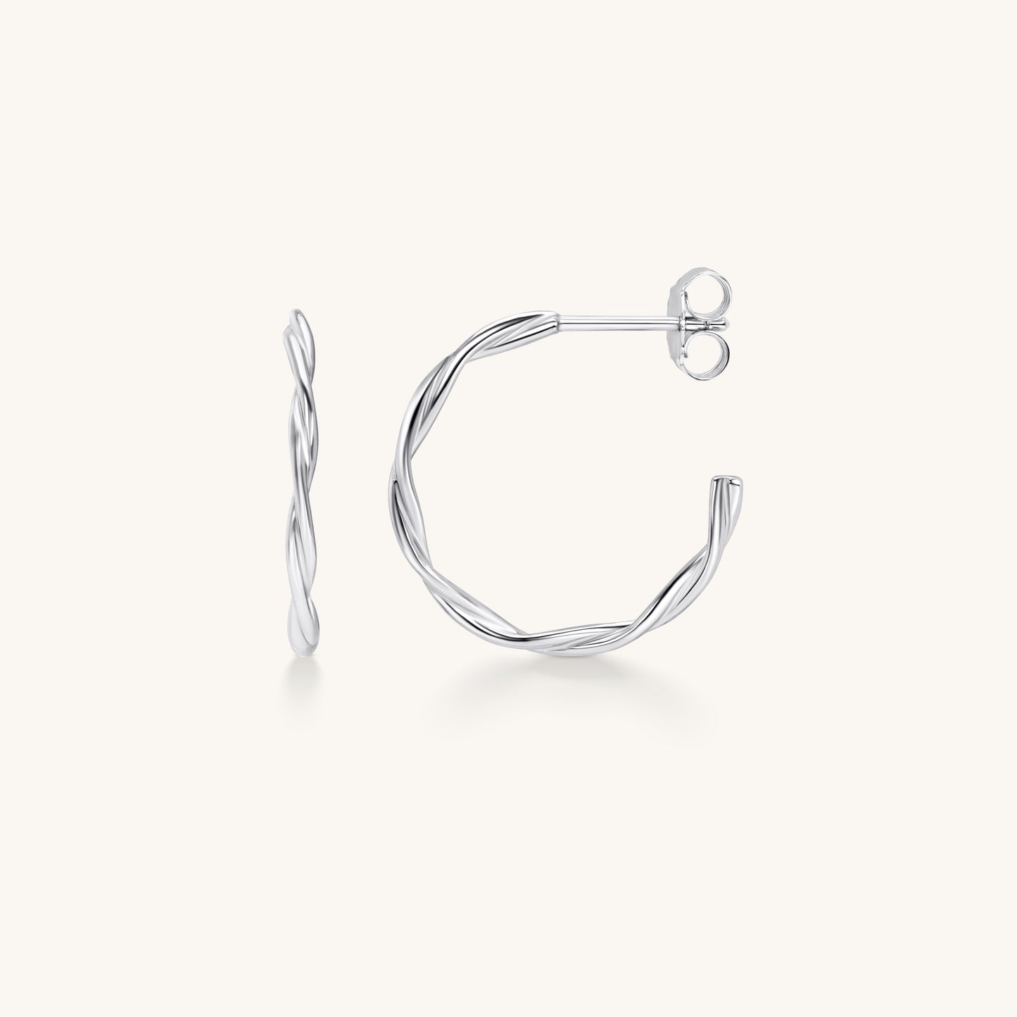 Twist Hoop Earrings | 18K White Gold Plated Sterling Silver