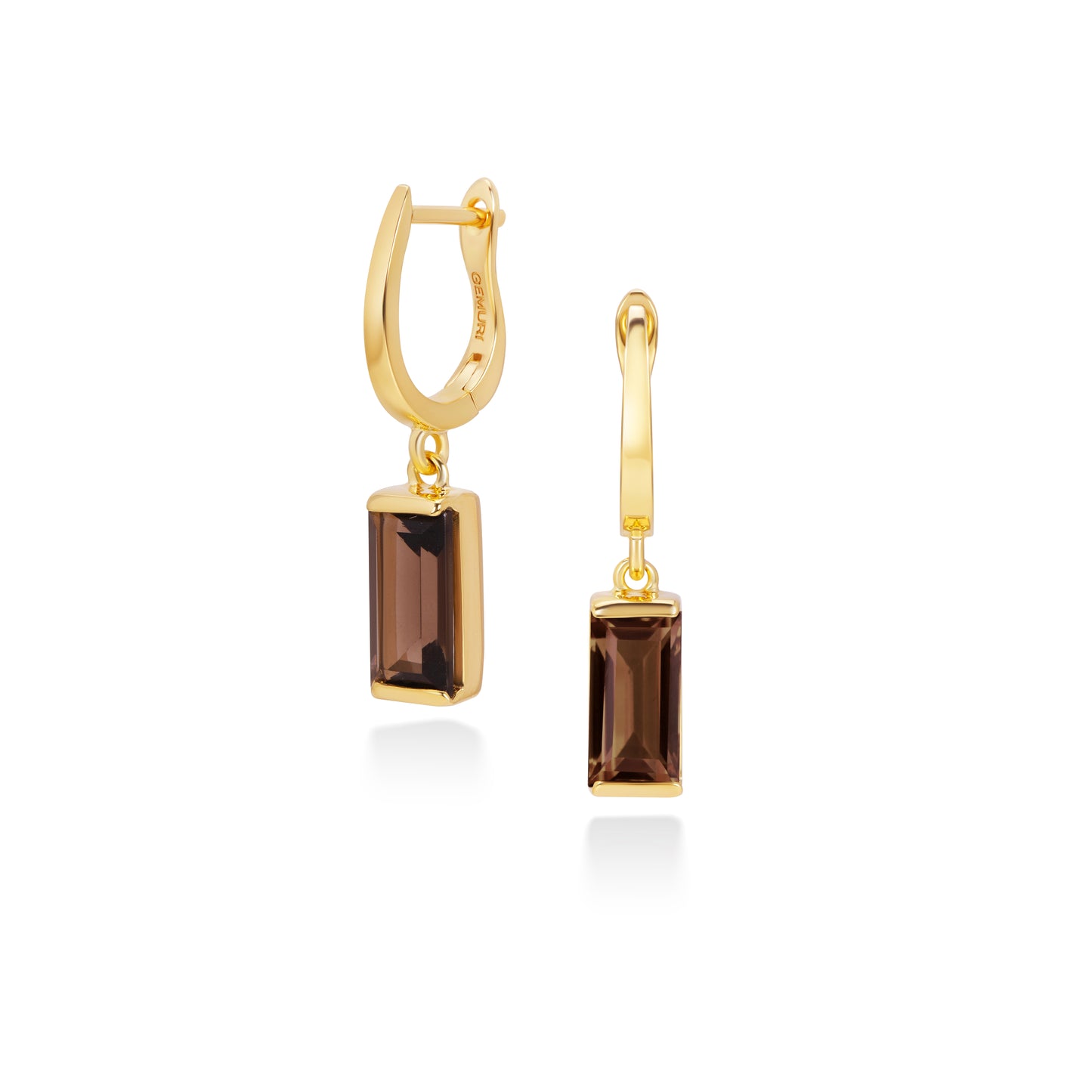 Smoky Quartz Baguette Drop Earrings | 18K Gold Plated Sterling Silver