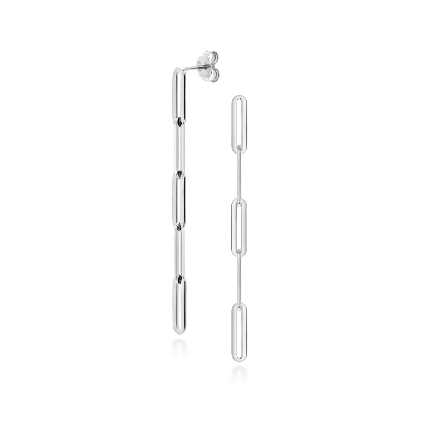 Chain Link Drop Earrings | 18k White Gold Plated Sterling Silver