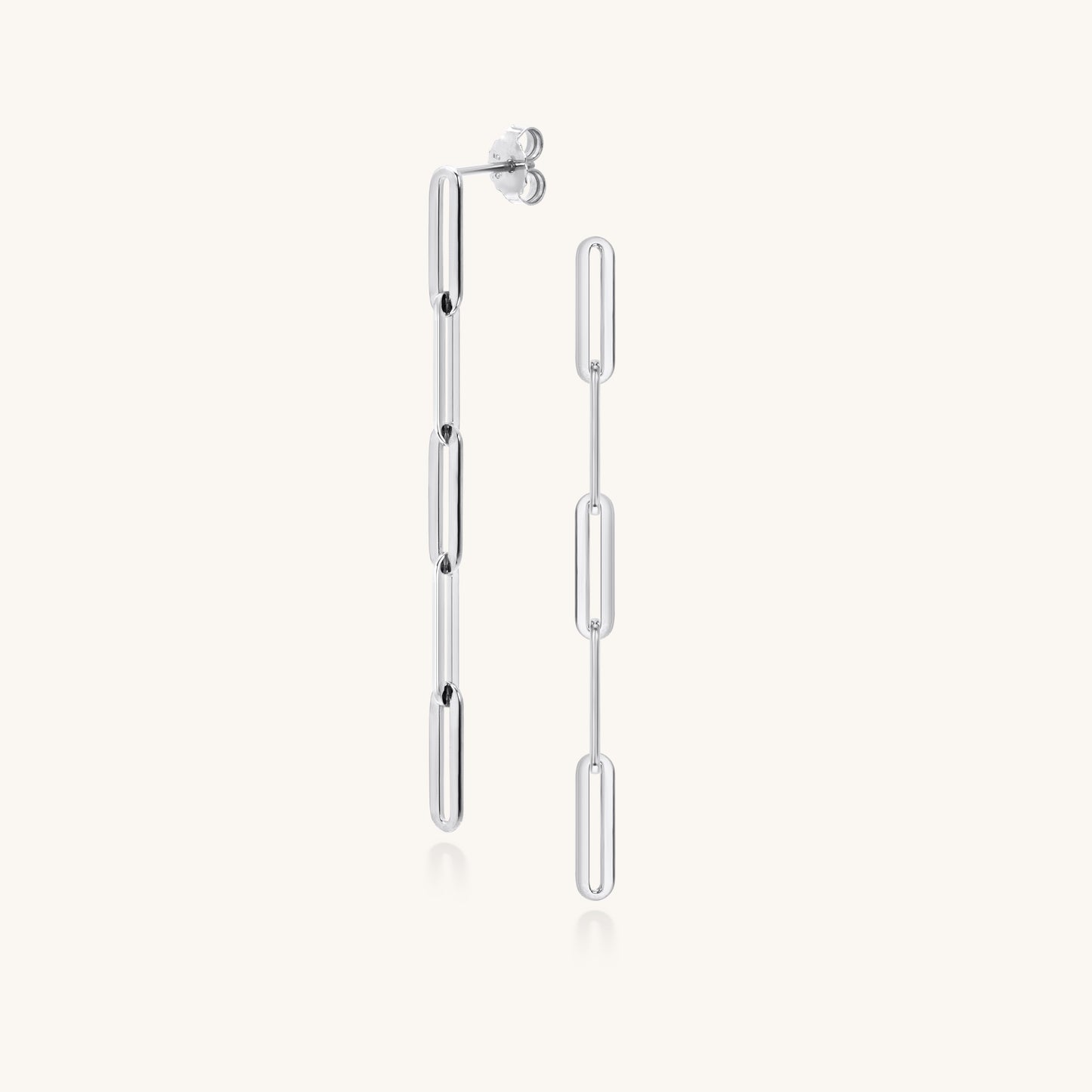 Chain Link Drop Earrings | 18k White Gold Plated Sterling Silver