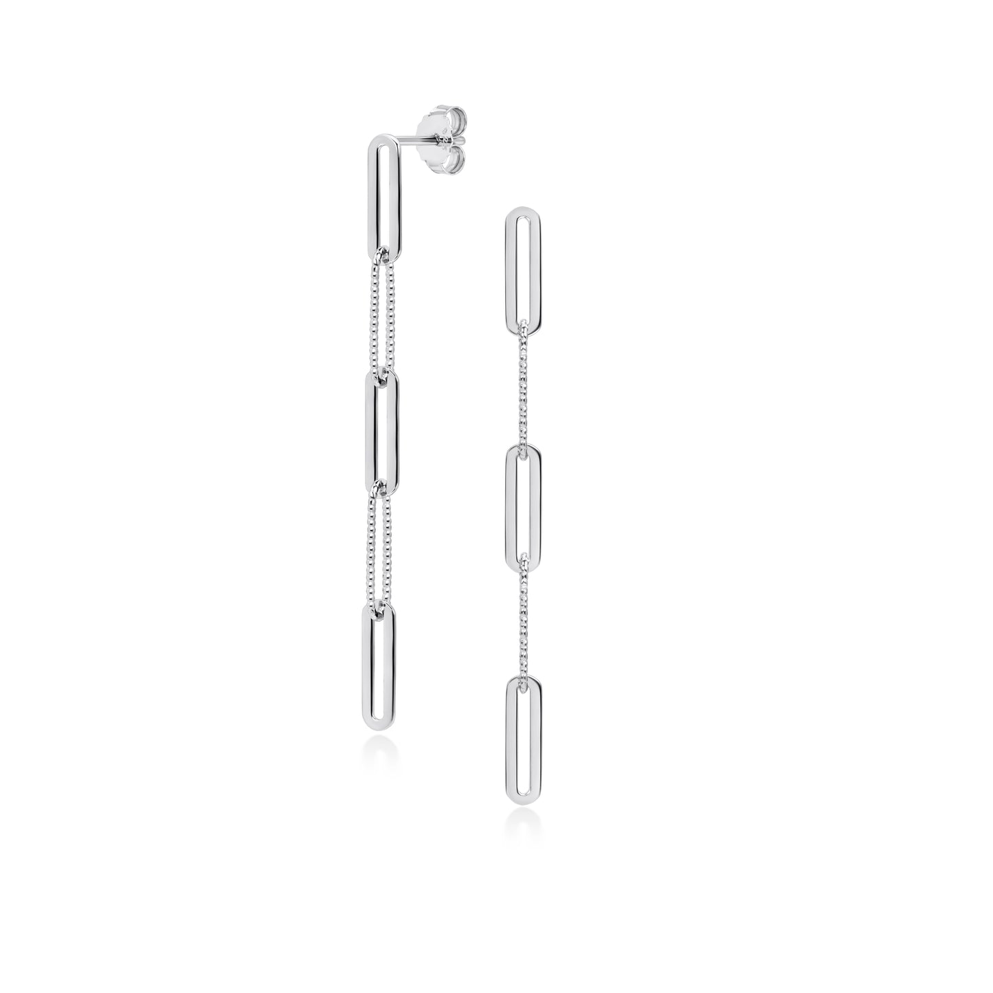 Chain Link Drop Earrings | 18k White Gold Plated Sterling Silver