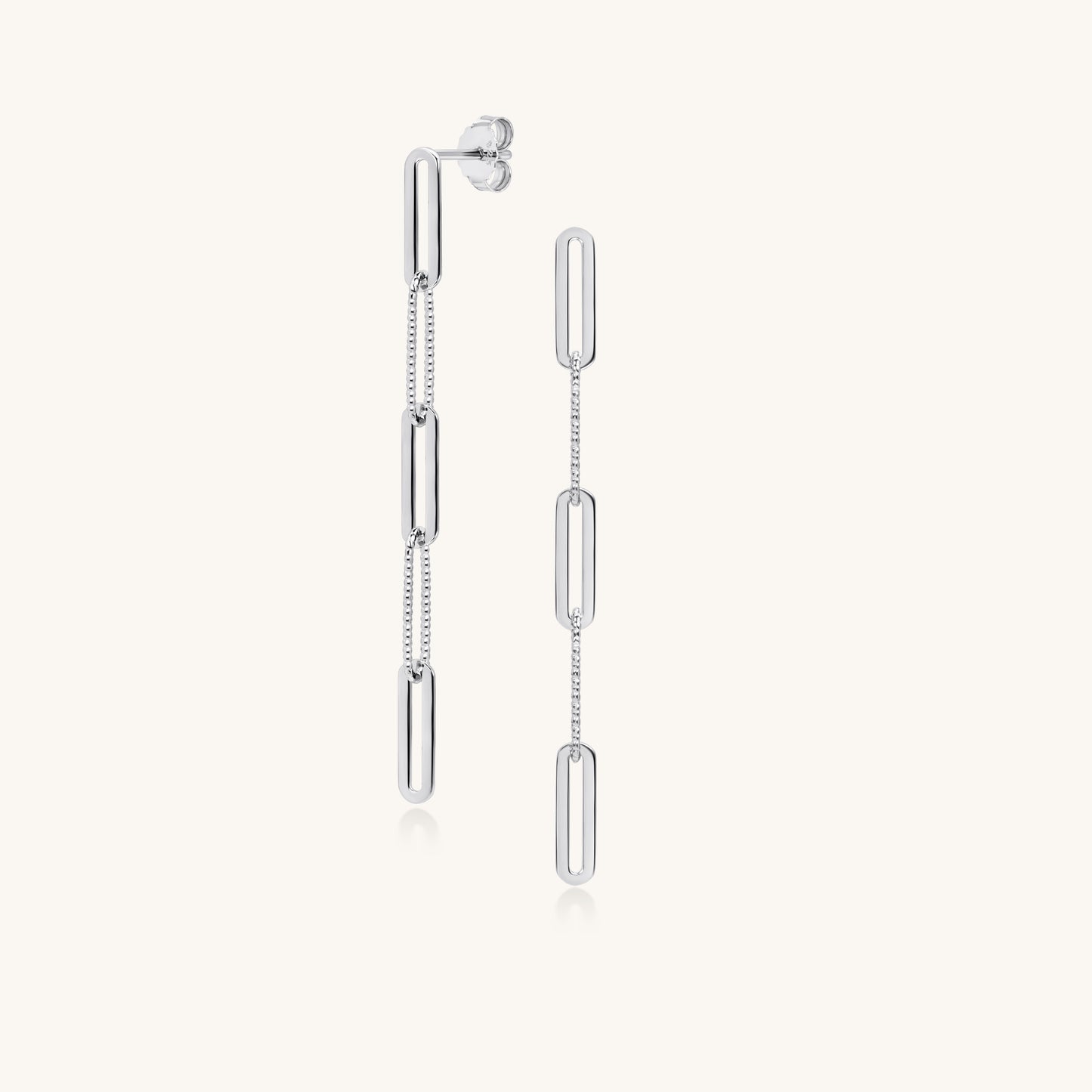 Chain Link Drop Earrings | 18k White Gold Plated Sterling Silver