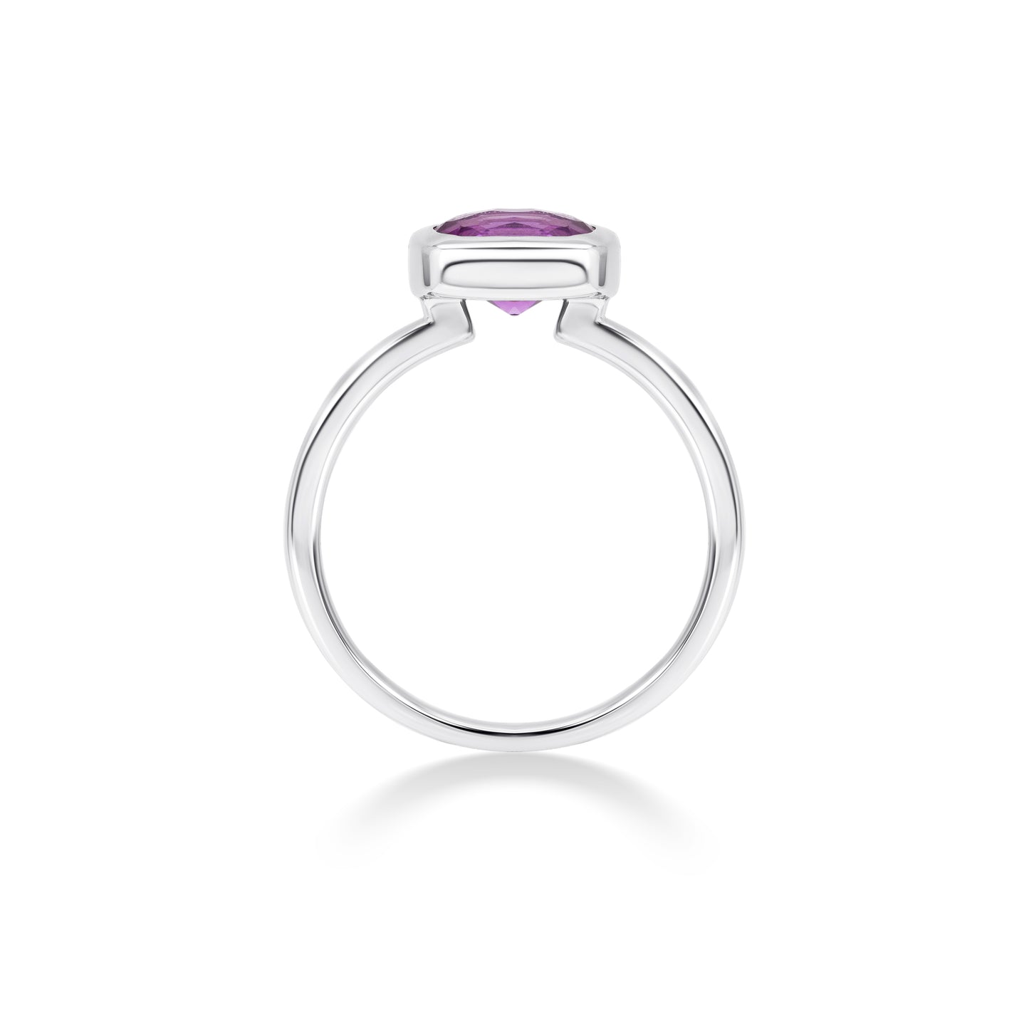 Amethyst Cushion Bezel Ring | 18K White Gold Plated Sterling Silver