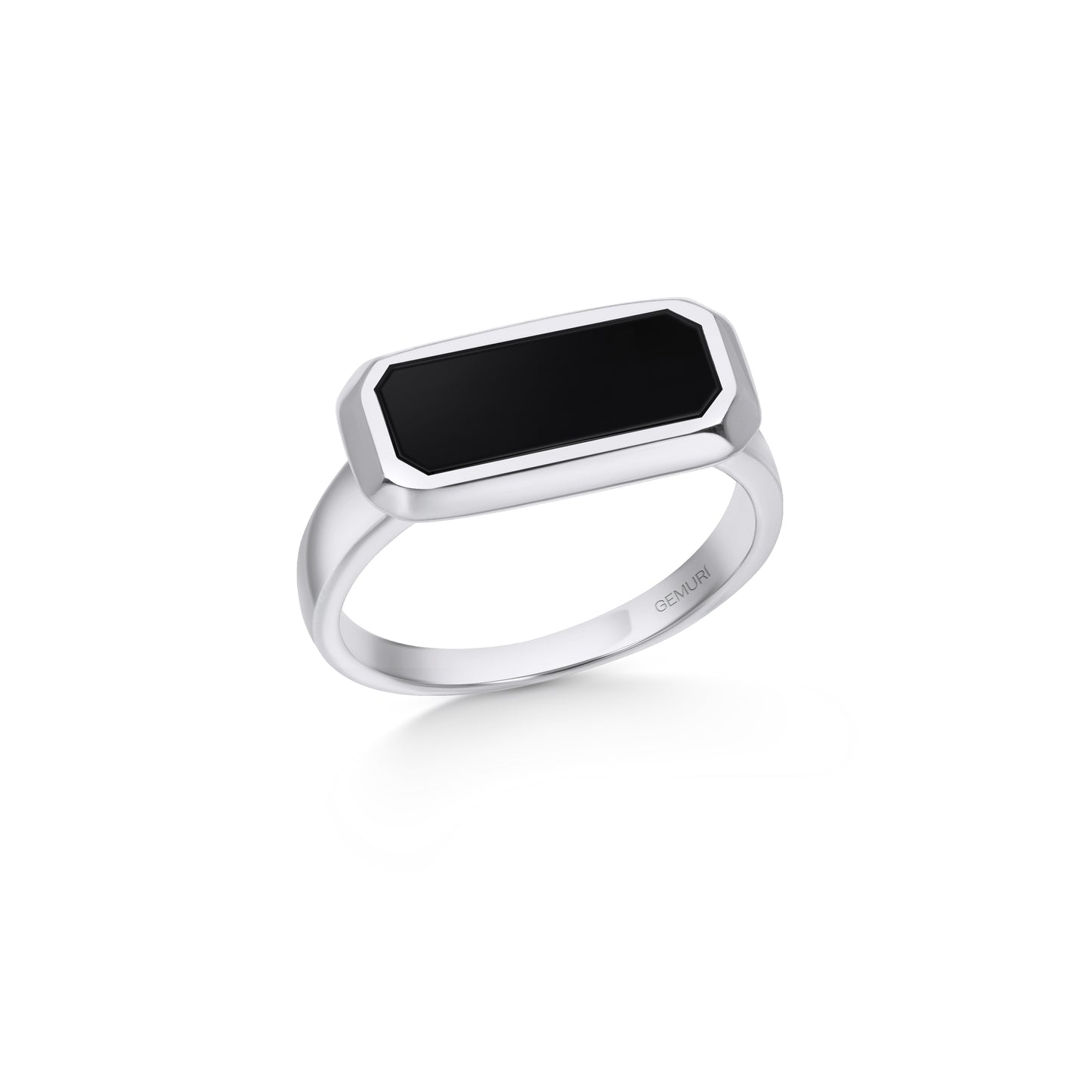Octagon Onyx Ring – White Gold