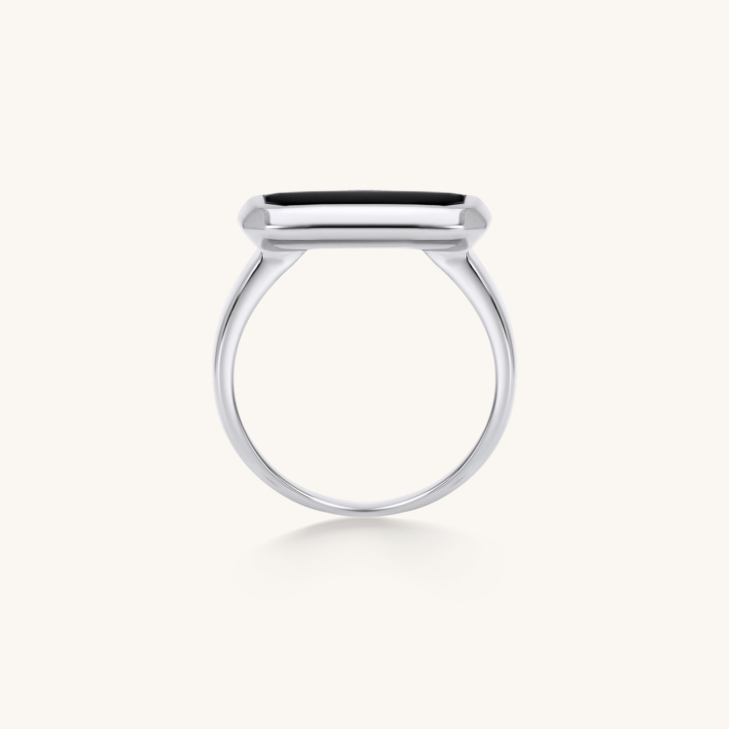 Octagon Onyx Ring – White Gold