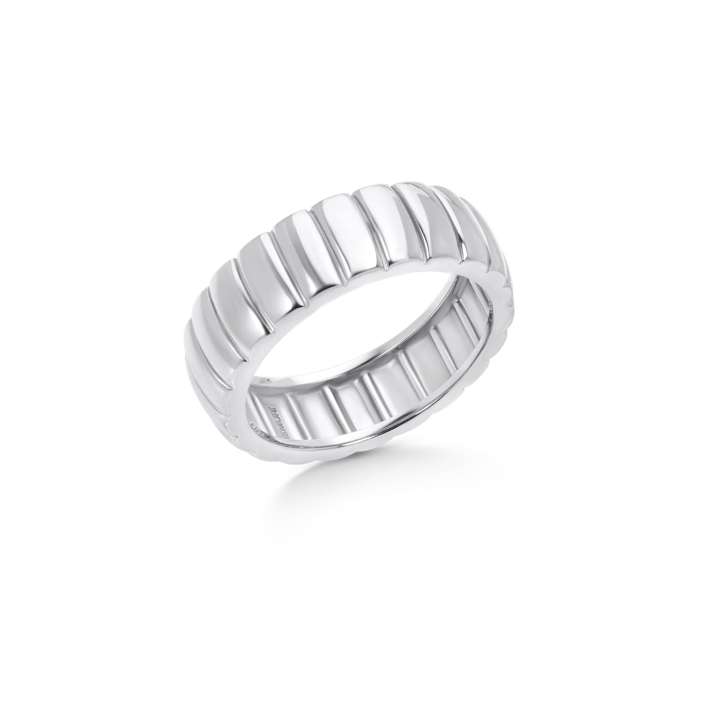 Textured Ridge Band Ring | 18K White Gold Plated Sterling Silver