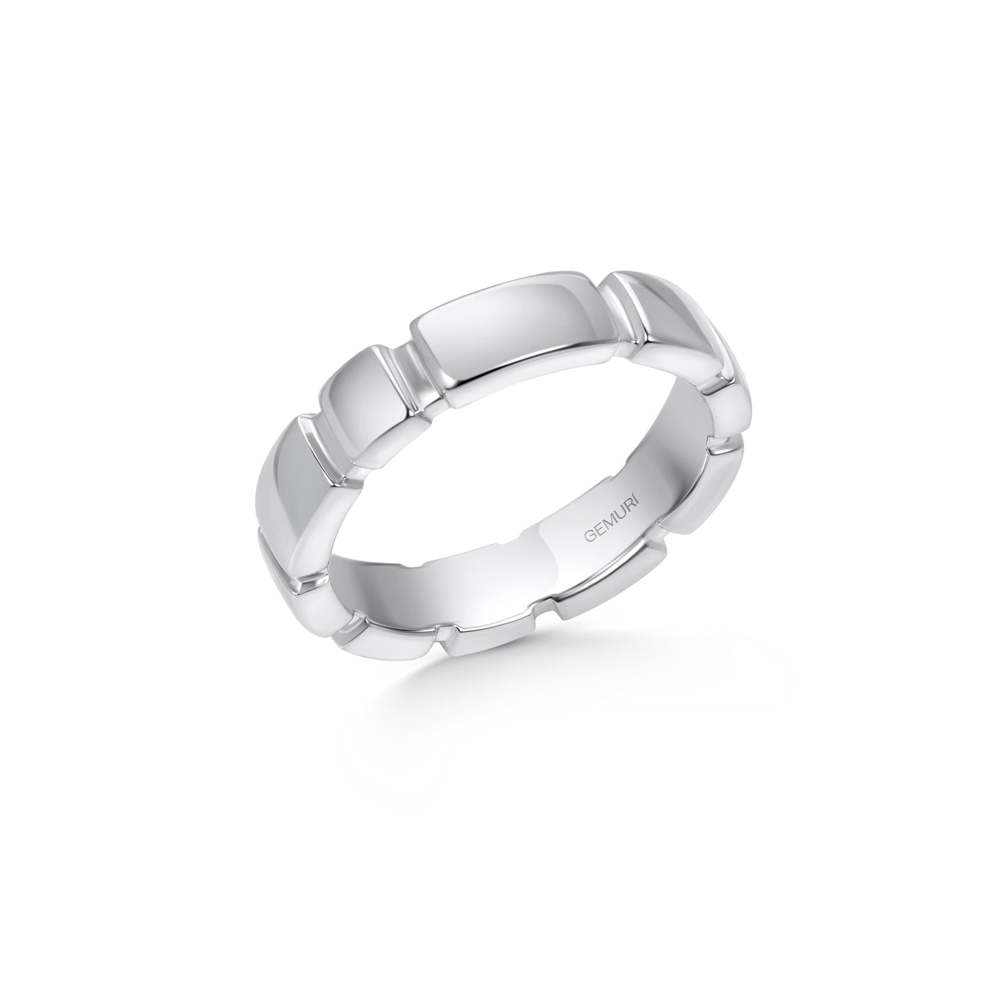 Modern Link Band Ring | 18K White Gold Plated Sterling Silver