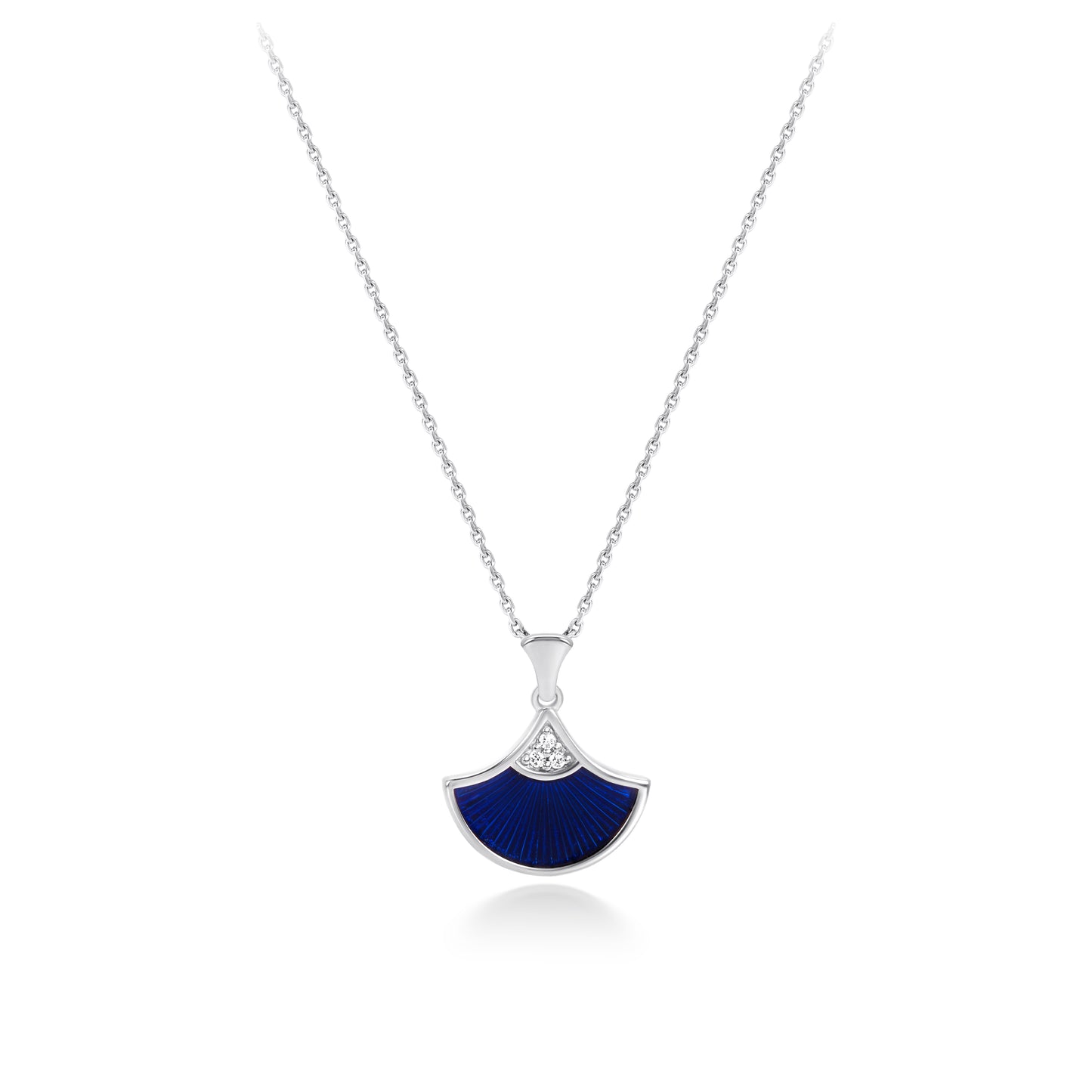 Ginkgo Fan Pendant Necklace | 18K White Gold Plated Sterling Silver