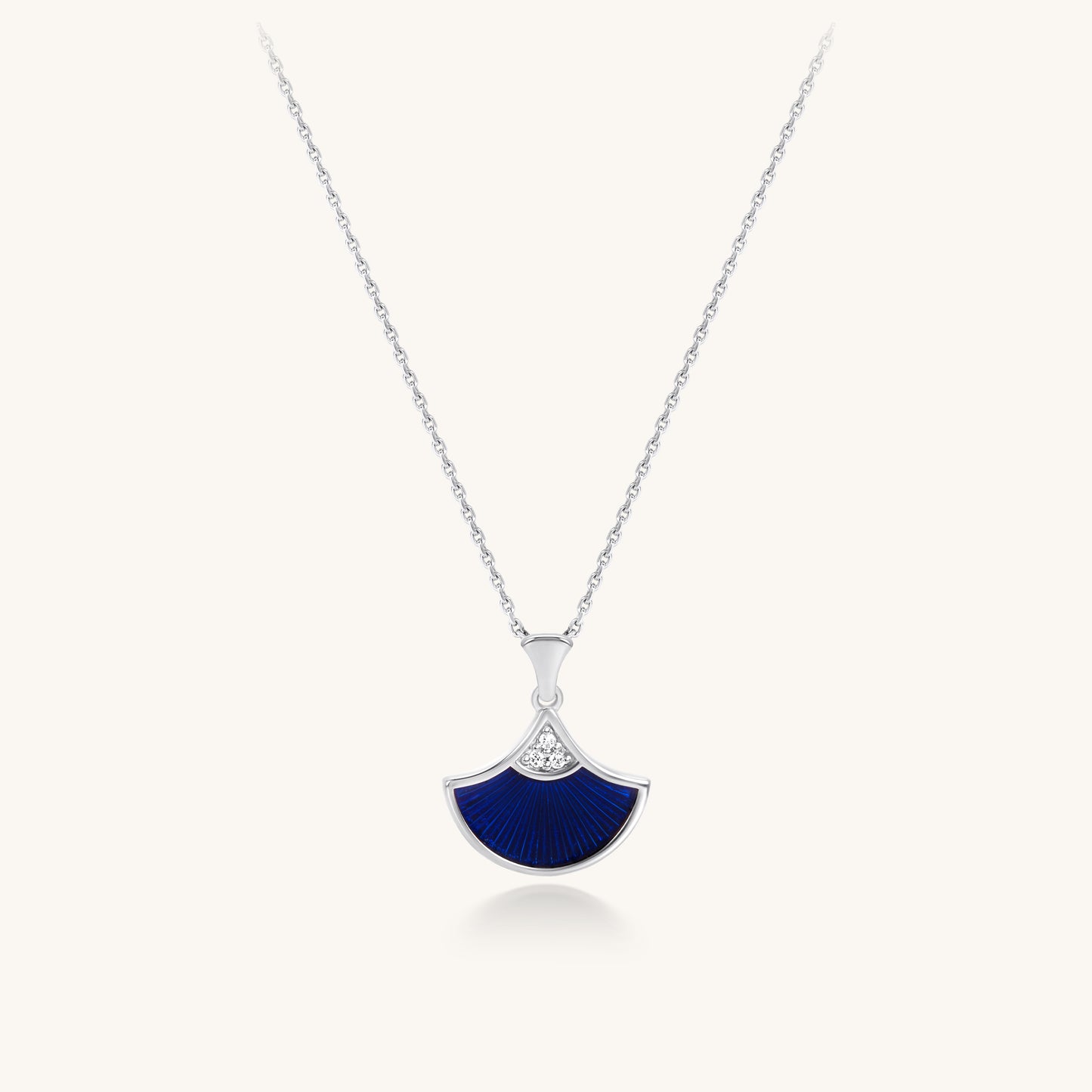 Ginkgo Fan Pendant Necklace | 18K White Gold Plated Sterling Silver